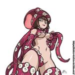  alternate_costume anna_williams blue_eyes bob_cut breasts brown_hair from_below large_breasts noise_tanker octopus_costume revealing_clothes short_hair solo tekken tentacles underboob 