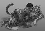  2015 anthro breasts claws duo erection feline female jaguar leopard lying male male/female mammal nude on_back oouna paws penis raised_tail spots stripes 