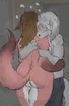  arm_grab big_butt bite blush breasts brown_hair butt canine chubby clothed clothing dark digital_media_(artwork) female fox fur grey_fur grey_hair hair half-dressed loodfoks male mammal nude paru_(artist) pink_fur plump_labia pussy scratching side_boob standing topless wet_pussy 