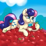  2015 apple bonbon_(mlp) earth_pony eating equine female feral friendship_is_magic fruit horse karol_pawlinski mammal my_little_pony pony solo 