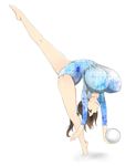  breasts brown_hair covered_nipples gymnast_leotard gymnastics highres huge_breasts leotard nehani_(tworship) ponytail red_eyes rhythmic_gymnastics solo tight 