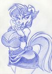 2015 anthro anthrofied big_breasts bracelet breasts cleavage clothed clothing collar equine female fishnet friendship_is_magic hair horn jewelry king-cheetah mammal miniskirt monochrome my_little_pony piercing punk short_hair sketch skirt solo tail_wrap twilight_sparkle_(mlp) unicorn 