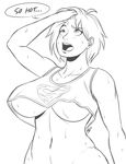  1girl breasts dc_comics megasweet monochrome navel sweat tank_top tanktop 