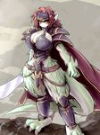  armor dragon_girl gradient gradient_background granberia serious sword 