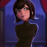  black_eyes black_hair black_lipstick chromatic_aberration hotel_transylvania ilya_kuvshinov lipstick makeup mavis_dracula short_hair solo turtleneck 