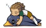  brown_hair child full_body hairlocs inazuma_eleven inazuma_eleven_(series) kidou_yuuto male_focus norun shorts sleeping socks solo stuffed_animal stuffed_penguin stuffed_toy white_legwear younger zzz 