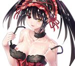  bad_id bad_pixiv_id black_hair blush breast_slip breasts choker cleavage clock_eyes cum cum_on_body cum_on_breasts cum_on_hair cum_on_upper_body date_a_live heterochromia highres medium_breasts naughty_face nipples one_breast_out red_eyes silence smile solo symbol-shaped_pupils tokisaki_kurumi undressing 