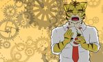  anthro big_muscles clothing crying eyes_closed feline mammal mask morenatsu muscles necktie open_mouth tears tiger torahiko_ooshima undefined_background 