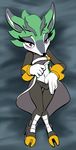  archie_comics blush breasts clove_the_pronghorn female fur green_fur midriff pink_eyes pronghorn queblock solo sonic_(series) undressing 