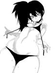  bad_id bad_twitter_id bikini breasts choker cleavage cowboy_shot greyscale highres hohehohe monochrome navel pretty_(series) pripara side_ponytail simple_background small_breasts solo sweat swimsuit toudou_shion white_background 