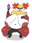 2015 anthro big_breasts blush breasts canine delphox female fox huge_breasts hyper hyper_breasts lactating mammal mr.under nintendo pok&eacute;mon red_eyes smile solo video_games 