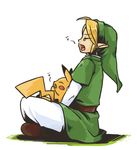  ayu_(ponzu) blonde_hair bored earrings gen_1_pokemon hat jewelry link pikachu pointy_ears pokemon pokemon_(creature) super_smash_bros. the_legend_of_zelda yawning 