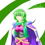  armband frog fusion green_eyes green_hair hokuto_no_ken kochiya_sanae long_hair shoulder_pads snake solo touhou yuda_(hokuto_no_ken) 