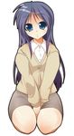  blue_eyes hiiragi_miki kneeling long_hair lucky_star purple_hair shing_(sorairo_factory) solo 