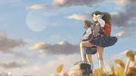  backpack bag brown_hair cloud copyright_request day highres multiple_girls panties pantyshot randoseru school_uniform skirt sky tnt_(aaaazzzz) twintails underwear upskirt 