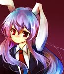  animal_ears bad_id bad_pixiv_id blazer bunny_ears highres jacket long_hair necktie purple_hair red_eyes red_neckwear reisen_udongein_inaba solo touhou uranaishi_(miraura) 