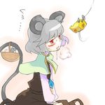  animal_ears bait basket blush breath cheese drooling fishing_hook food grey_hair heavy_breathing jewelry mouse mouse_ears mouse_tail nazrin pendant red_eyes saliva sape_(saperon_black) short_hair solo sweat tail tears teasing touhou 