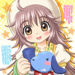  bad_id bad_pixiv_id brown_eyes brown_hair dog hanato_kobato hat ioryogi kobato. long_hair nyanchuu solo stuffed_animal stuffed_dog stuffed_toy translation_request 