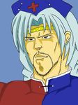  beard braid facial_hair fusion genderswap hokuto_no_ken long_hair male_focus manly silver_hair solo toki_(hokuto_no_ken) touhou yagokoro_eirin 