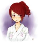  blush hanyu japanese_clothes kimono kirijou_mitsuru persona persona_3 ponytail red_eyes red_hair solo upper_body 