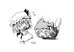  animal_ears bad_id bad_pixiv_id bat_wings box cat_ears cat_tail chibi flandre_scarlet food greyscale hanahanamaki hat in_box in_container kemonomimi_mode monochrome multiple_girls o_o one_side_up ponytail popsicle remilia_scarlet short_hair siblings sisters tail touhou wings 