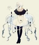  bad_id bad_pixiv_id black_legwear bracelet crossed_legs grey_background jellyfish jewelry looking_to_the_side muted_color original pale_color pantyhose personification simple_background skirt solo standing tentacles tofuvi v_arms white_hair 
