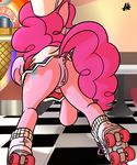  2015 anus butt caliginousmane clothing cutie_mark earth_pony equine female feral friendship_is_magic hair hat horse jukebox mammal my_little_pony pink_hair pinkie_pie_(mlp) pony pussy rollerskates solo teats 