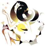  abstract arm_support bad_id bad_pixiv_id bare_legs black_hair blush crescent_moon expressionless from_side galaxy jitome looking_up moon open_hand original personification planet planetary_ring simple_background sitting solo star thighs tofuvi white_background 