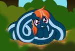  2015 absurd_res badumsquish equine fan_character fangs female ginger_hair hi_res horse lying mammal missing_tooth my_little_pony naga outside pony purple_eyes reptile scalie smile snake solo young 