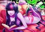  2015 absurd_res anthro anthrofied barefoot book clothed clothing dragon duo female friendship_is_magic green_eyes hair hi_res humanoid_feet lying mammal my_little_pony on_front panties plantigrade purple_skin scalie sofa spike_(mlp) twilight_sparkle_(mlp) underwear xdtopsu01 