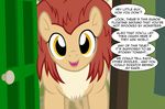  2015 absurd_res badumsquish dialogue english_text equine fan_character fangs hair hi_res horse house hybrid inside looking_at_viwer male mammal my_little_pony pony red_hair solo sphinx text 