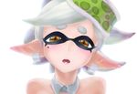  blush bust ear_piercing female hair hat humanoid inkling kabeu_mariko looking_at_viewer marie_(splatoon) nintendo open_mouth piercing pointy_ears solo splatoon tentacle_hair tentacles video_games yellow_eyes 