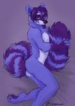  2015 amara_telgemeier fur hair looking_at_viewer male mammal nude purple_fur purple_hair raccoon solo tongue tongue_out 