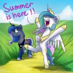  2015 anticularpony duo english_text equine female feral friendship_is_magic horn mammal my_little_pony princess_celestia_(mlp) princess_luna_(mlp) text winged_unicorn wings 