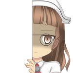  brown_eyes brown_hair empty_eyes glasses hat kantai_collection long_hair looking_at_viewer nagineko peeking_out roma_(kantai_collection) shaded_face solo transparent_background 