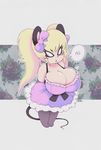  blonde_hair bow breasts cleavage dress furry gigantic_breasts huge_breasts mouse pink_dress rodent sfjr short slit_pupils standing tail tiffy_cheesecake translated twintails 