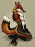  2015 amara_telgemeier black_fur breasts canine chest_tuft female fox fur kneeling mammal nude orange_fur red_fur solo tuft 