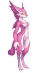  breasts canine female fur higoro kemono mammal pink_fur wolf yellow_eyes 