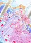  bare_shoulders bishoujo_senshi_sailor_moon blonde_hair blue_eyes bouquet bow chibi_usa closed_eyes collarbone crescent double_bun dress facial_mark flower forehead_mark hair_ornament hairclip kairi_(oro-n) long_hair mother_and_daughter multiple_girls pink_bow pink_dress pink_flower pink_hair pink_rose princess_serenity red_flower red_rose rose short_hair small_lady_serenity smile strapless strapless_dress tsukino_usagi twintails white_bow white_dress white_flower white_rose 