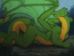  dragon female green_body masturbation outside raining solo tojo_the_thief wings 