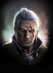  bail facial_hair geralt_of_rivia jewelry long_hair male_focus necklace scar solo the_witcher the_witcher_3 white_hair yellow_eyes 