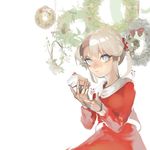  bad_id bad_twitter_id blonde_hair blue_eyes cake christmas_ornaments food looking_at_viewer ohisashiburi original pastry short_hair simple_background solo twintails white_background 
