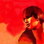  1boy 2015 bangs bigbang bust daesung dated hair_over_eyes male_focus monochrome red solo 