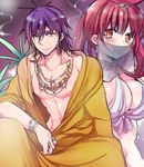  1boy 1girl breasts earring earrings gradient gradient_background jewelry large_breasts magi_the_labyrinth_of_magic mamemix pixiv_manga_sample ren_kougyoku ring 