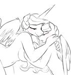  2015 anthro anthrofied big_breasts black_and_white breasts duo equine female female/female friendship_is_magic glo-in-the-dark hair half-closed_eyes horn incest mammal monochrome my_little_pony nude princess_celestia_(mlp) princess_luna_(mlp) saliva saliva_string tongue winged_unicorn wings 
