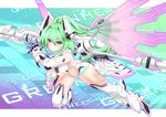  breasts character_name cleavage green_hair green_heart highres large_breasts long_hair mizunashi_(second_run) neptune_(series) polearm purple_eyes shin_jigen_game_neptune_vii solo spear symbol-shaped_pupils weapon wings 
