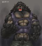  abs angry biceps big_arms big_hands big_muscles black_nose canine captainjohkid claws clothed clothing fangs fist flakjacket0204 fur grey_fur growth half-dressed human male mammal muscle_growth muscles open_mouth pants pecs sequence shirt teeth toned tongue torn_clothing transformation vein were werewolf 