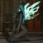  2015 3d anthro anthrofied breasts butt cgi changeling digital_media_(artwork) equine female friendship_is_magic generalthunderbat green_eyes hair horn horse inside long_hair looking_at_viewer mammal my_little_pony nipples nude pinup pony pose queen_chrysalis_(mlp) smile solo source_filmmaker wings 
