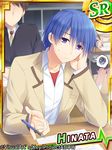  angel_beats! blue_hair desk fuyuichi hinata_(angel_beats!) mechanical_pencil pencil purple_eyes school_desk school_uniform shinda_sekai_sensen_uniform short_hair solo_focus spoken_squiggle squiggle 