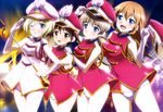  :d absurdres ass_visible_through_thighs band_uniform blonde_hair blue_eyes blush breasts brown_eyes brown_hair charlotte_e_yeager elbow_gloves erica_hartmann gloves hat highres large_breasts lynette_bishop marching_band_baton miyafuji_yoshika multiple_girls non-web_source nyantype official_art one_eye_closed open_mouth orange_hair panties peaked_cap salute school_swimsuit short_hair smile strike_witches swimsuit swimsuit_under_clothes teeth underwear white_school_swimsuit white_swimsuit world_witches_series 